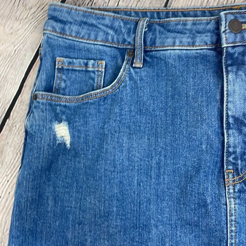 Old Navy Blue Mini Casual Denim Jean distressed skirt size 16